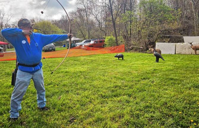 <b>John Goralski of Milford took part in the 30th annual Traditional Bow Shoot last weekend, sponsored by the Appalachian Bowmen of Sussex County. The three-day event was held at the Whittingham Wildlife Management Area in Newton, NJ. Camping was available for the first time in four years.</b>