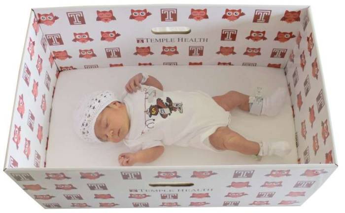 Baby boxes encourage safe sleep practice for newborns Photo: Temple University: https://medicine.temple.edu