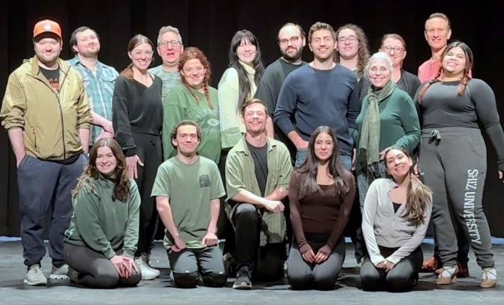 ‘Into the Woods’ comes into the Milford Theater for two weekends in May The cast of “Into the Woods” is now in rehearsal at the Milford Theater. Joseph Ambrosia, the fellow kneeling and smiling in the center of the group, is the musical’s director. Photo by Chiara Marone.
