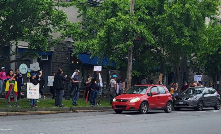 Hundreds rally in area ‘No Kings Day’ protest “No Kings Day” protesters in Milford on June 14., 2025.
