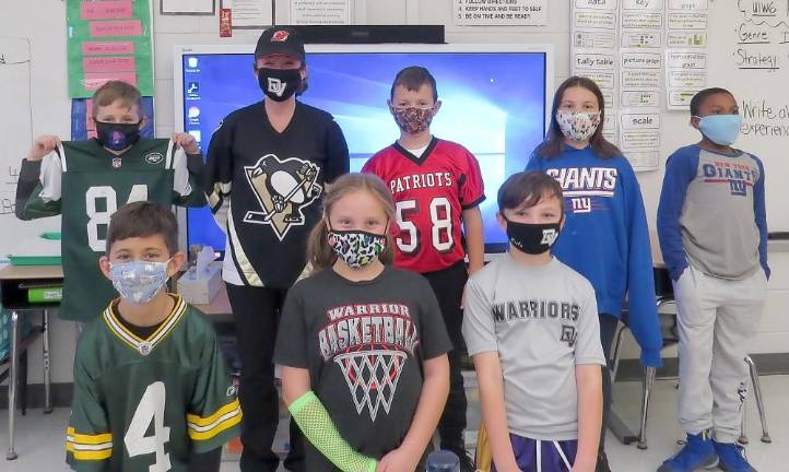 Back row (from left): Griffin Luposello, Mrs. Peg Snure, Blake Mady, Aubrianna Malone, Rayvon Carr Front row: Brett Luposello, Ayla Martine, Kyle Brown