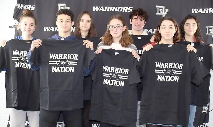 Beginning in the front row, from, left to right are: Landon Machado, Addison Yadanza and Sarah Seltzer; and in back from left to right are: Ava Sustack, Roksolana Radovets, Christopher Borges and Angelique Glamann. Sofia Galasso and Sage Henry were unavailable for the photo. Photo provided by Leslie Lordi/Delaware Valley High School.