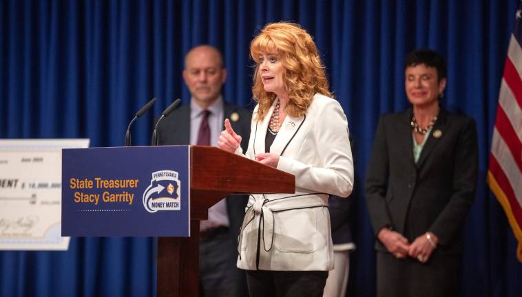 Check your mail for Money Match check Treasurer Stacy Garrity announced the second round of Money Match checks have hit Pennsylvanians’ mailboxes with Sen. Frank Farry (l) and Rep. Ryan Bizzarro on June 24, 2025.