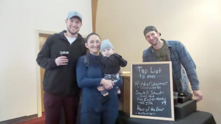 Brendan, Marissa, and Lincoln Sheldon with Log Tavern Brewery's Joe Fischer