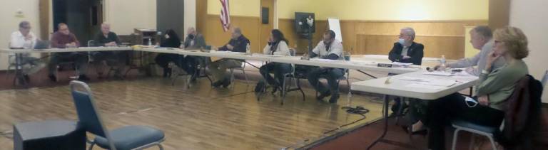 From left: Mayor Sean Strub, Councilman George Lutfy, Councilman Pete Cooney, secretary Laurie DeGeso, solicitor Anthony Magnotta, president Frank Tarquinio, vice president Adriana Wendell, president pro tem Rob Ciervo, treasurer Gregory Meyer, Councilman Joseph Dooley, and and Councilwoman Maria Farrell during the Oct. 19 borough council meeting (Photo by Frances Ruth Harris)