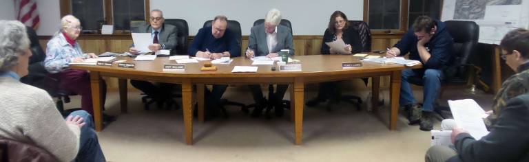Tell us the worst: Public asks about new housing development proposed for Milford The Milford Township Board (from left): Secretary and Tax Collector Viola Canouse, Vice-Chair and Road Master Gary Williams, Chair Gary Clark, Supervisor Penney Luhrs, and Zoning Officer Shawn Bolles (Photo by Frances Ruth Harris)