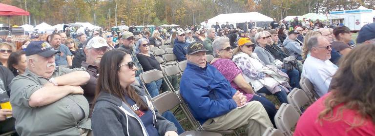 The audience listens to John Tig Tiegen, a high-profile security and force protection expert.