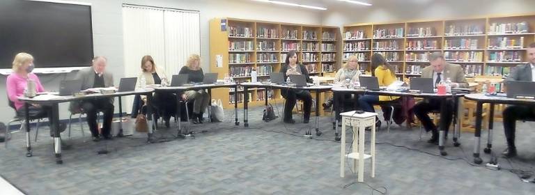 From left: recording secretary Julie Eward; business manager William Hessling; board members Christine Agron, Dawn Bukaj, Felicia Sheehan, Pam Lutfy, Jessica Decker, Jack Fisher (president), and Corey Homer (Photo by Frances Ruth Harris)