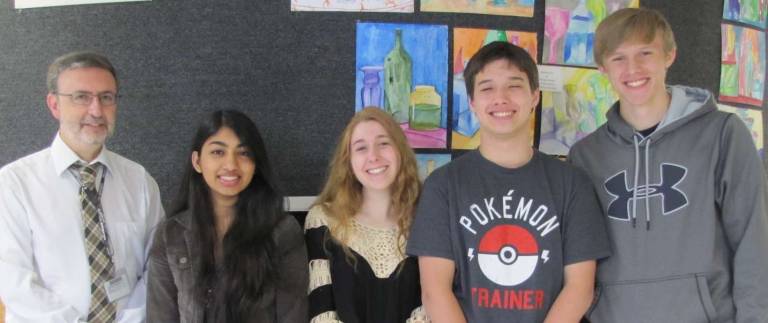 DV engineers win first place at state competition National qualifiers, from left: Adviser Mr. Bob Curtis, Hannah Easow, Emily Lepore, Harlan Muttee and Sean Rinkel (Photo provided)