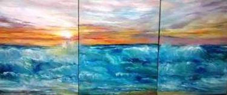 Art on display around Port Jervis Joan Kehlenbeck, Ocean Tripytch, oil on three canvases.