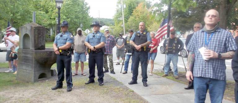 The community gathers for the remembrance ceremony (Photo by Frances Ruth Harris)