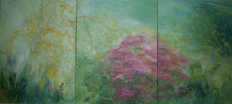 Artists celebrate local plants in 'Spring Fling' exhibit "Floral Triptych" by Joan Kehlenbeck