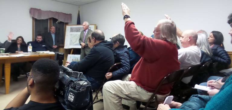 Tell us the worst: Public asks about new housing development proposed for Milford Questions galore from the crowd (Photo by Frances Ruth Harris)