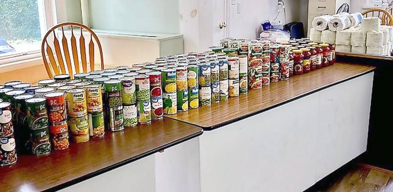 The photo shows one the 19 category selections available to clients; to the far right is some toilet tissue, from another of the categories offered (Photo provided by the Ecumenical Food Pantry)