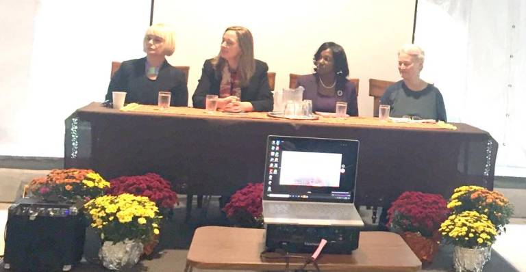 From Left: Siobhan “Sam Bennett, Eolwyn Corby, Tameko Patterson, and Mary Zimmerman at Grey Towers