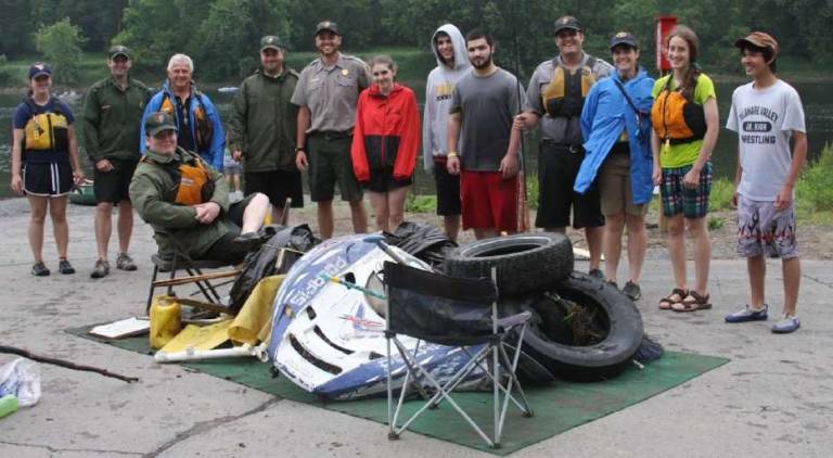 A wet and wild cleanup is coming Youth volunteers with their day's take at a past river cleanup (Photo: Upper Delaware Scenic and Recreational River)