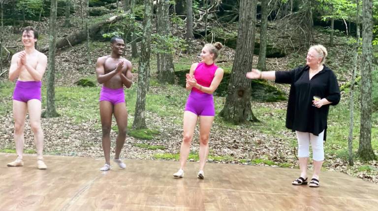 Dancers Arthur Trace Yeames, Keyveontae’ Martin and Breauna Williams with Johanna LjungQvist-Brinson.