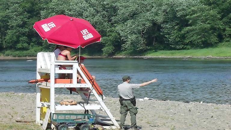 Lifeguards and National Park rangers keep watch at Milford Beach. Photo by the National Park Service.