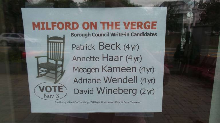 Grassroots movement sparks write-in campaign The rocker has become the symbol for a grassroots write-in campaign for "Milford on the Verge." (Photo by Frances Ruth Harris)