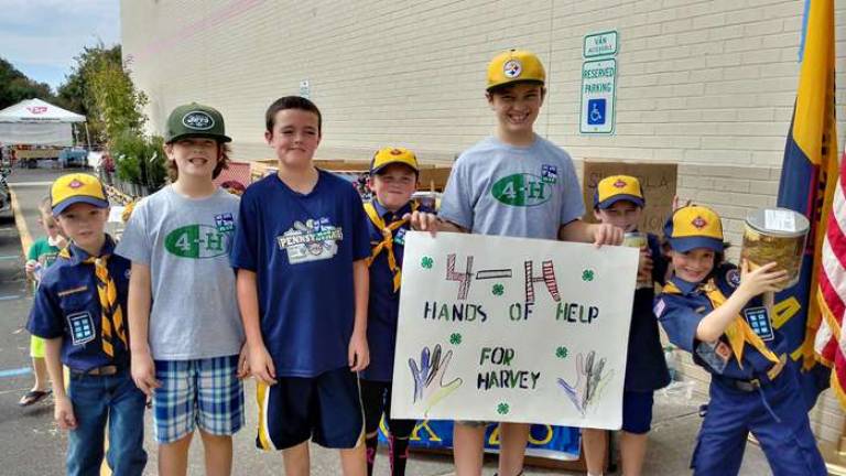 4-H Hands of Help for Harvey 4-H members Riley and Brody Smith work with Shohola Cub Scout Pack 26 members at Tractor Supply Company to raise money for Texas 4-H members affected by Hurricane Harvey. (Photo provided)