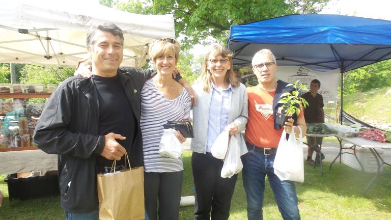 Milford gets fresh John, Kimberly, Debbie and Michael Ognibene said, “We’re not shoppers, we’re buyers.” Michael is from New York City. John, Kimberly and Debbie are from Jamestown, Pa. (Photo by Frances Ruth Harris)
