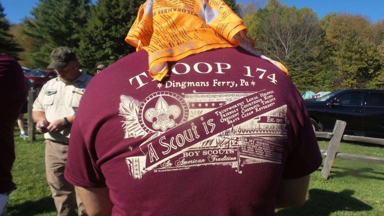 Scouts re-enact the Battle of Walnut Mountain Troop 174, Dingmans Ferry (Photo by Frances Ruth Harris)