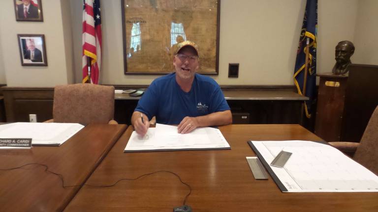 When roads stop being roads Jim Snyder of Dingman Township, Vice Chair of Milford Road Task Force (Photo by Frances Ruth Harris)