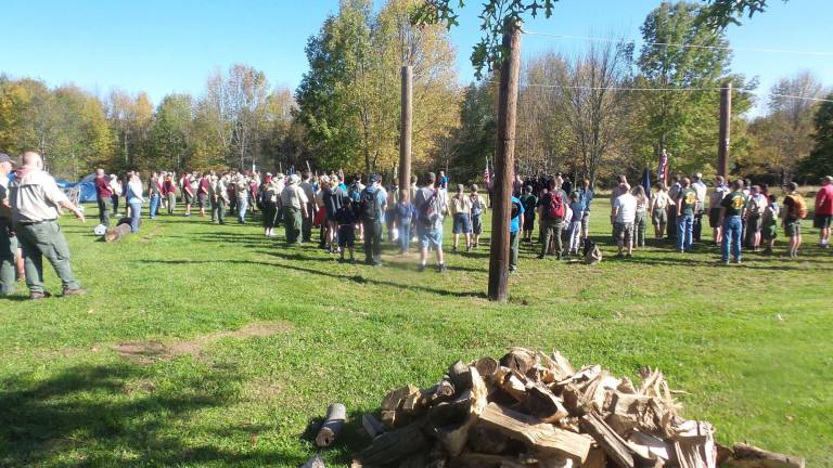 Scouts re-enact the Battle of Walnut Mountain Opening ceremonies (Photo by Frances Ruth Harris)