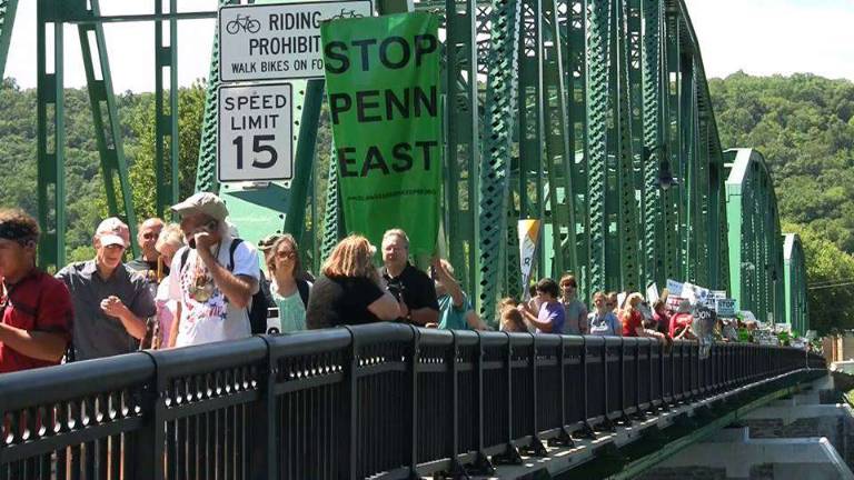 Hundreds march to protest proposed natural gas pipeline Delaware Riverkeeper Network Facebook photo Sunday's protest march across the Delaware.