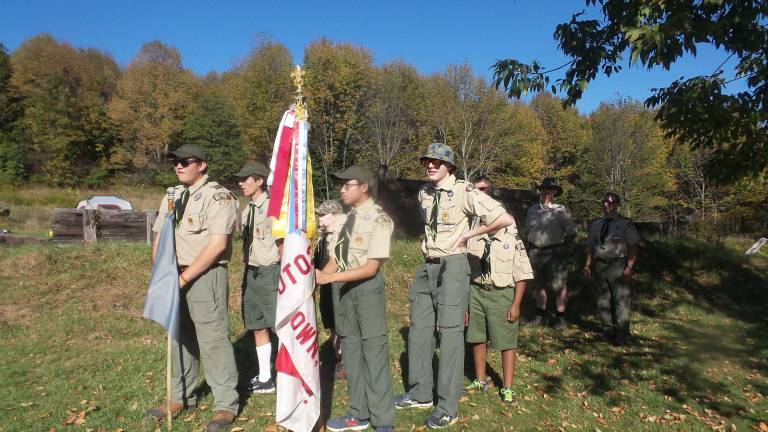 Scouts re-enact the Battle of Walnut Mountain Opening ceremony (Photo by Frances Ruth Harris)