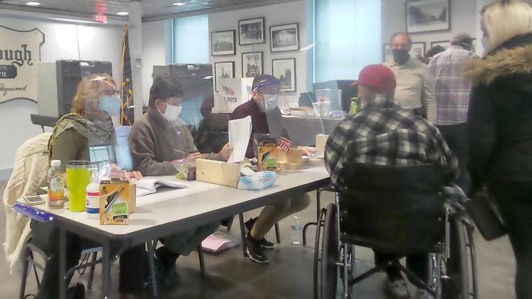 Voting in Milford Borough last November (Photo by Frances Ruth Harris)