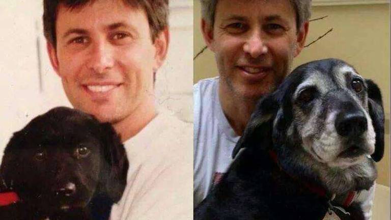 Same man, same dog — 15 years apart Same man, same dog — 15 years apart