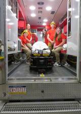 Delaware Valley Elementary reporters tour an emergency vehicle and equipment.