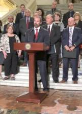 Blaum gave a presentation on the needs of public schools at the Capitol Rotunda in Harrisburg, PA.