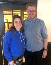 Rotary President Jamie Dykstra with Health House owner Liam Hutchinson during the Jan. 7 meeting.