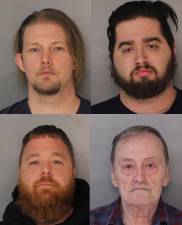 Charged are, clockwise from top left, Jason Hook, Matthew Kidd, Eric Davis and Dennis Kelly