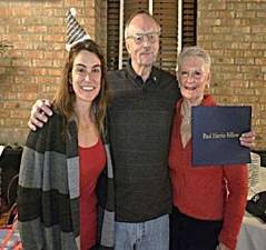 Rotary Club president Jamie Dykstra with Bill and Christine Kerstetter.
