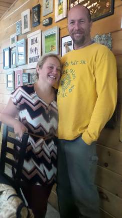 Larissa Margraf, the wife of &#x201c;Mr. January,&#x201d; Gregory Margraf, with her very own hunk (Photo by Frances Ruth Harris)