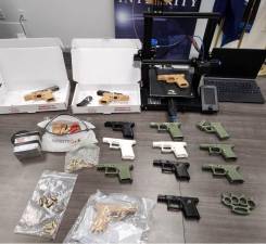District Attorney David M. Hoovler said Noah James McCagg created “Ghost Guns” with no serial numbers using a 3-D printer. The printer and gun components were recovered during the execution of a search warrant at McCagg’s residence by the Port Jervis Police