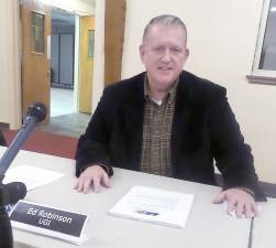 Ed Robinson of UGI at the Feb. 7 Milford Borough Council meeting (Photo by Frances Ruth Harris)