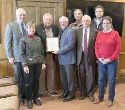 From left: Commissioner Ronald Schmalzle, Greater Pike Community Foundation Board Secretary Roseann Kalish, GPCF Board Chair Jim Pedranti, Commissioner Chair Matt Osterberg, GPCF Board member Mayor Sean Strub, Commissioner Steve Guccini, GPCF Board member Luke Turano, and GPCF Board Member Maryanne Monte. (Photo provided)