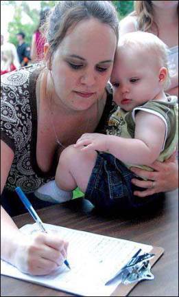 Supporters press august library TAX petition drive