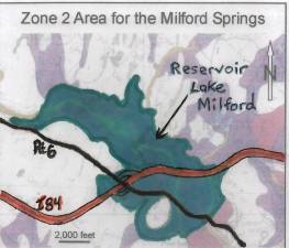 My rendition of Lake Milford using the boundaries of Zone 2 of the springs (Sketch by Vito DiBiasi)
