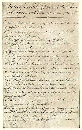 A manuscript page from "Rules of Civility &amp; Decent Behaviour in Company and Conversation" (The Papers of George Washington: gwpapers.virginia.edu)