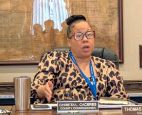 Commissioner Christa Caceres responds to a question during the Pike County Commissioners meeting on Feb. 4, 2026.