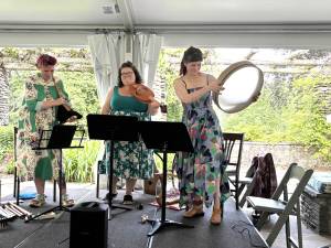 Alkemie Ensemble performers from left to right: Sian Ricketts, Allison Monroe, and Tracy Cowatt.