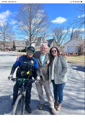 Police Chief Matthew McCormack with Joe Dooley and Jenny Gagnon
