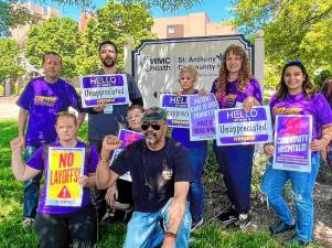 Protesters outside of St. Anthony Community Hospital in Warwick, which is operated by Westchester Medical Center.