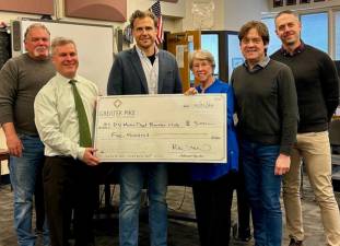 DV Music Department Booster Club President Jack O’Leary, DV Music Department Chair Richard Horst, Greater Pike Community Foundation Board Chair Luke Turano, Kathryn Wolf-Ashenfelter, Michael Zimmerman, and Greater Pike Community Foundation Executive Director Rick Little.