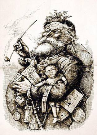 This is just one of portraits of Santa Claus by Thomas Nast (1840-1902), the editorial cartoonist often considered to be the Father of the American Cartoon.